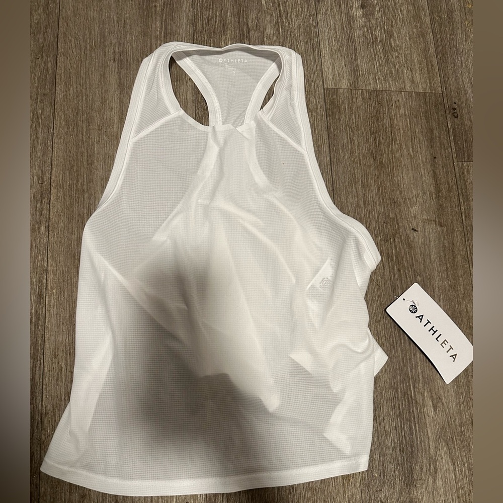 Athleta White Grid-Texture Tank